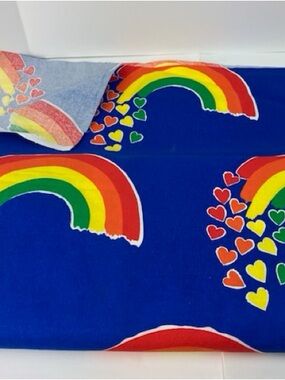 Princess Fabrics Inc - Rainbow Hearts Cotton Fabric 4 And 3/4 Yard By 44in VTG